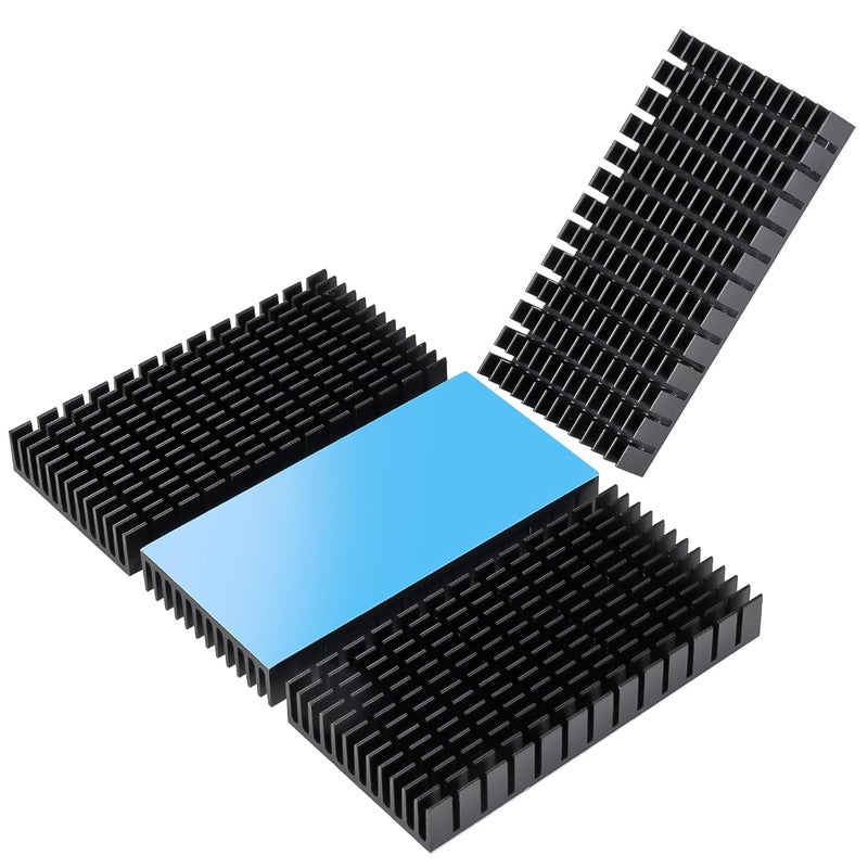 Manesi 4PCS Aluminum Heat Sink with Thermal Conductive Adhesive Tape, 80×40×11mm Heatsink Cooler for Cooling VRM GPU Stepper Driver 3D Printer Stepper Motor - Image 1